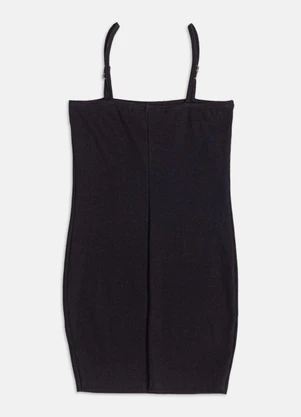 Authoria - Vestido Listrado com Strass  Preto - AUTHORIA