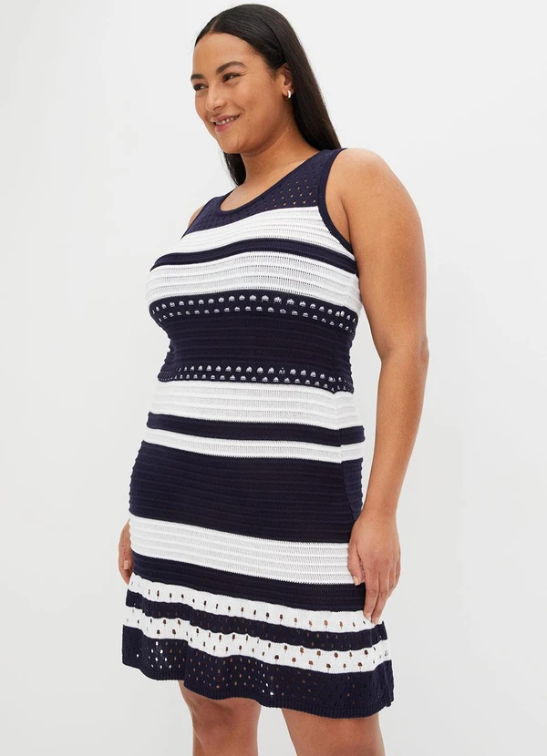 bonprix - Vestido Listrado Marinho em Tricô 4