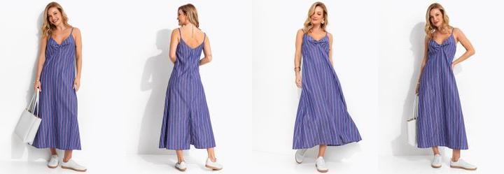 Vestido Listrado Marinho em