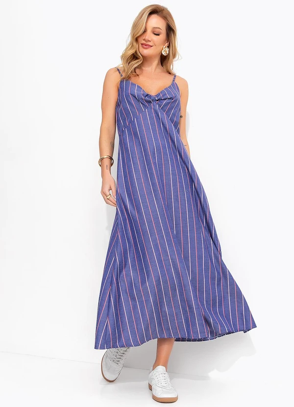 Quintess - Vestido Listrado Marinho em 3