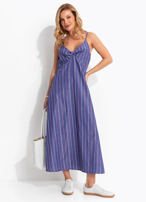 Quintess - Vestido Listrado Marinho em 5