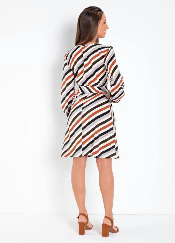 Moda Pop - Vestido Listras Color com Faixa para Amarrar 2