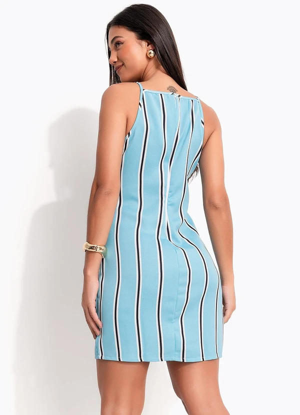 Quintess - Vestido Litrado Azul em Crepe Plano 2