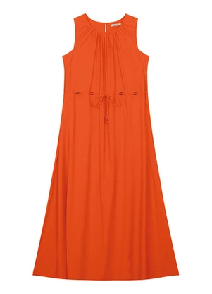 Malwee - Vestido Longo Amplo em Viscose Laranja - MALWEE
