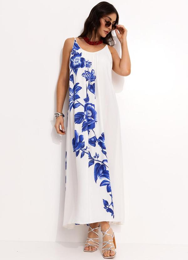 Farm - Vestido Longo em Viscose Off White