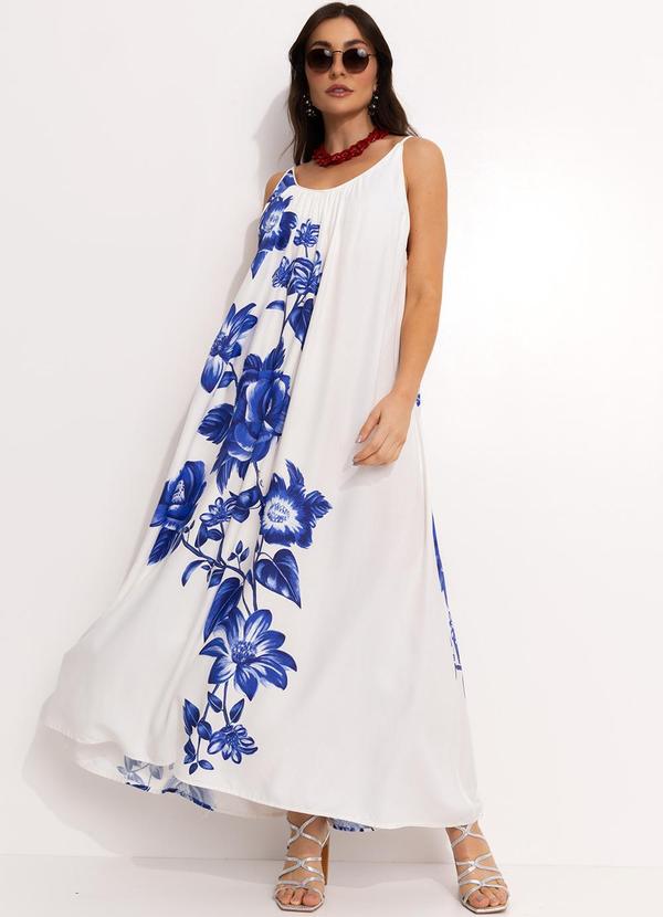 Farm - Vestido Longo em Viscose Off White 3