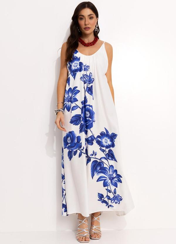 Farm - Vestido Longo em Viscose Off White 4