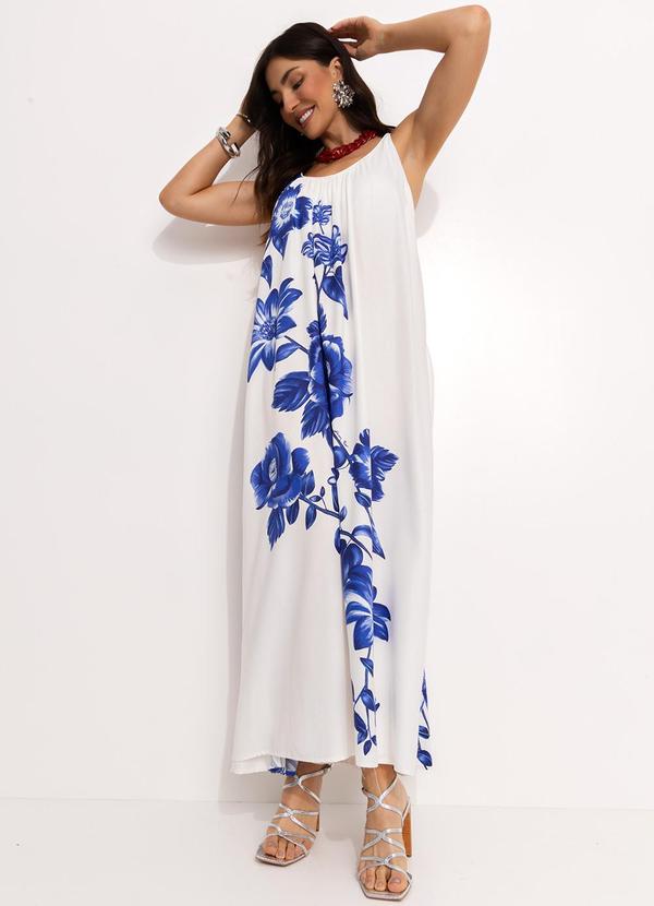 Farm - Vestido Longo em Viscose Off White 6