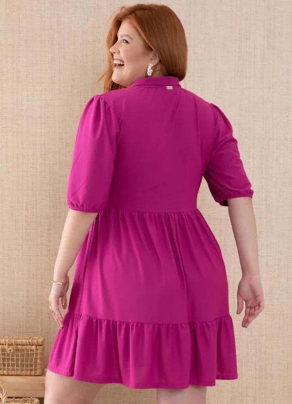 Quintess - Vestido Magenta com Botões e Gola 7