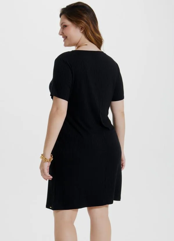 Lunender Mais Mulher - Vestido Malha Canelado Tracy Preto 2