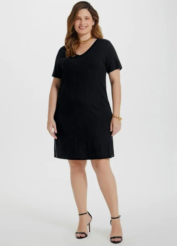 Lunender Mais Mulher - Vestido Malha Canelado Tracy Preto 3