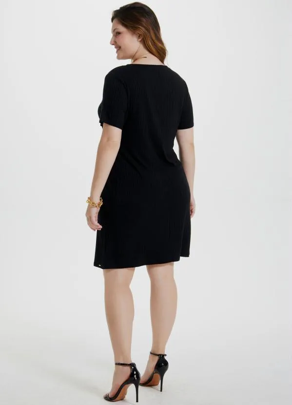 Lunender Mais Mulher - Vestido Malha Canelado Tracy Preto