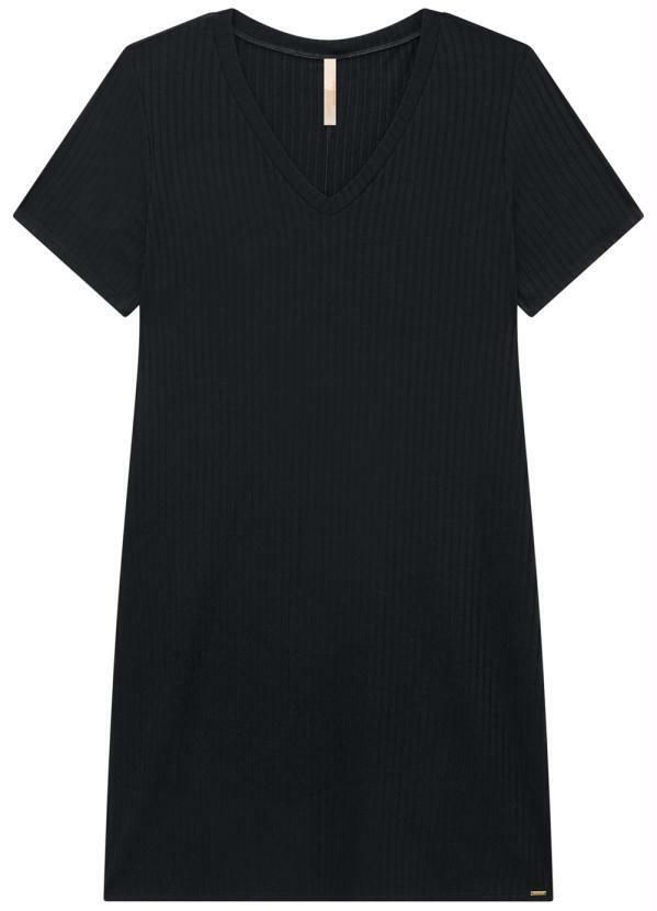 Lunender Mais Mulher - Vestido Malha Canelado Tracy Preto 5