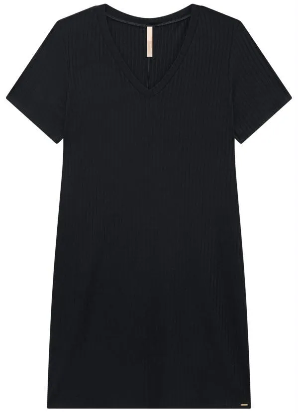 Lunender Mais Mulher - Vestido Malha Canelado Tracy Preto 5