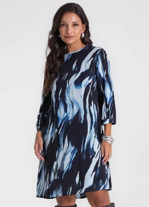 Endless - Vestido Manga 3/4 Viscose Khyara Azul - ENDLESS