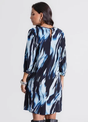 Endless - Vestido Manga 3/4 Viscose Khyara Azul - ENDLESS