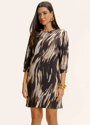 Endless - Vestido Manga 3/4 Viscose Khyara Preto - ENDLESS