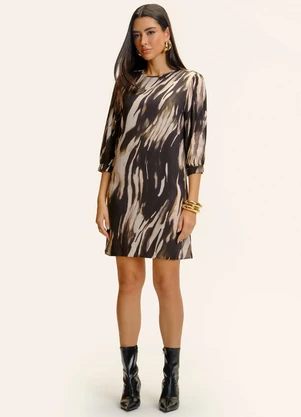 Endless - Vestido Manga 3/4 Viscose Khyara Preto - ENDLESS
