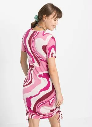 Queima Estoque - Vestido Manga Curta Rosa - QUEIMA ESTOQUE