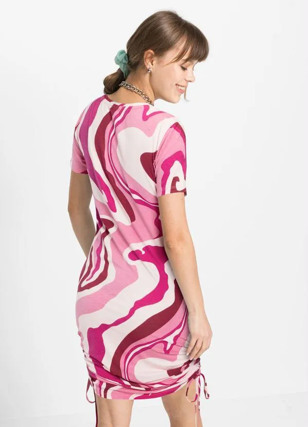 Queima Estoque - Vestido Manga Curta Rosa 2