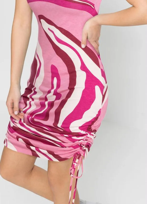 Queima Estoque - Vestido Manga Curta Rosa 3