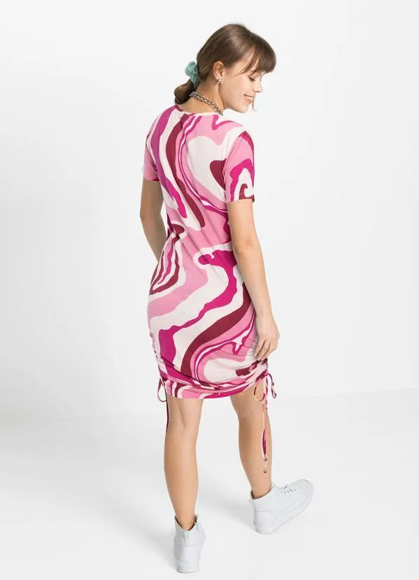 Queima Estoque - Vestido Manga Curta Rosa 5