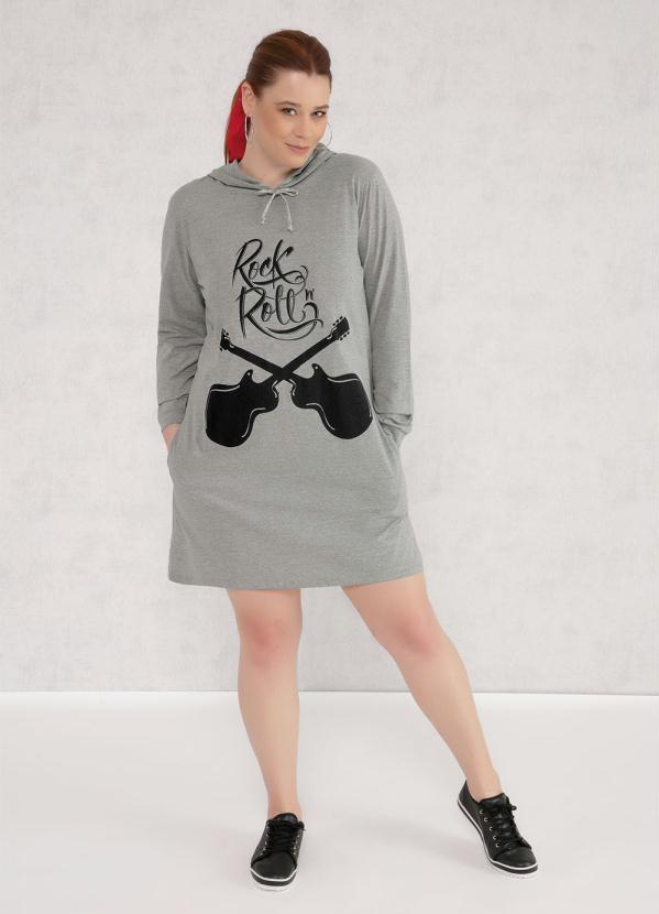 Moda Pop - Vestido Manga Longa com Capuz e Bolsos Mescla 8