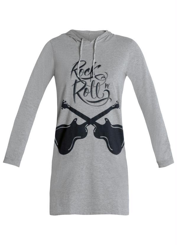 Moda Pop - Vestido Manga Longa com Capuz e Bolsos Mescla 9