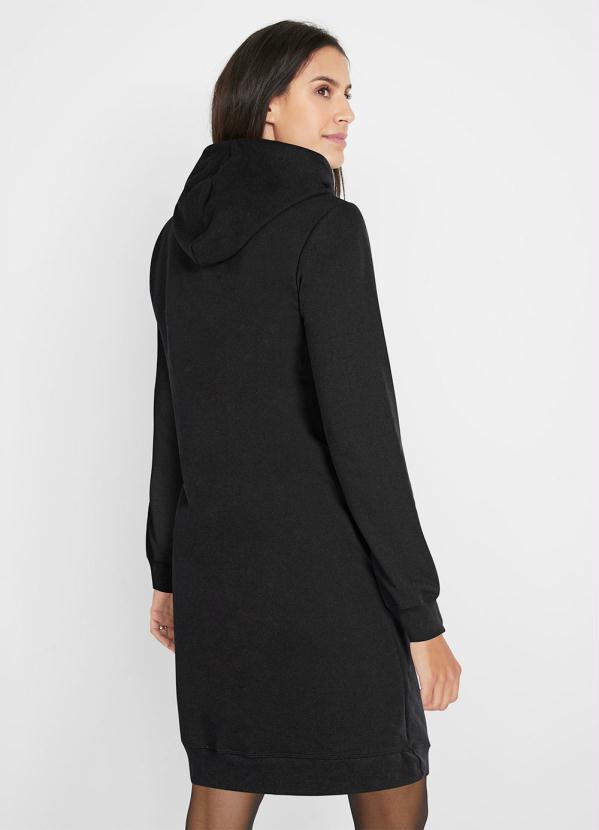 bonprix - Vestido Manga Longa com Capuz Preto 2