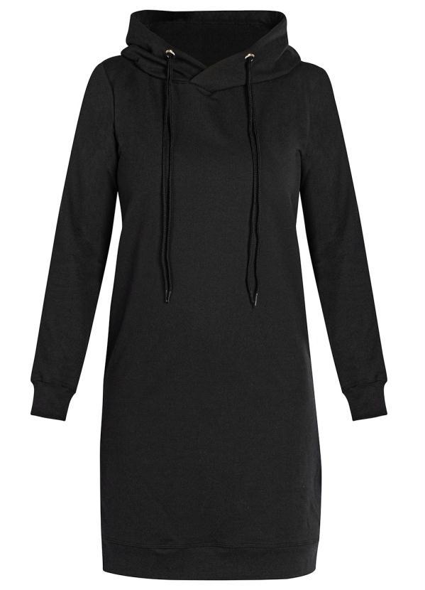 bonprix - Vestido Manga Longa com Capuz Preto 3