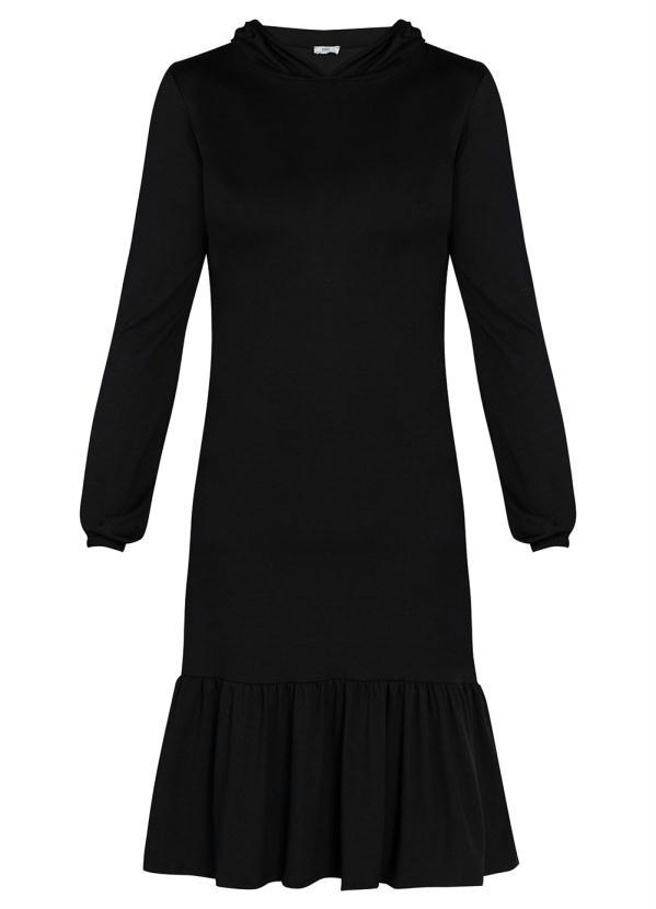 Outlet - Vestido Manga Longa com Capuz Preto 4