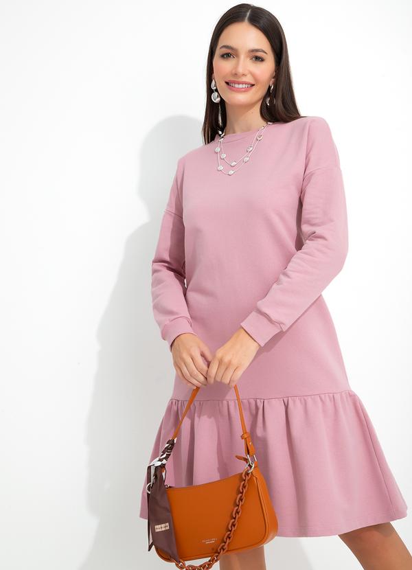 bonprix - Vestido Manga Longa Decote Redondo Rosa Claro 7