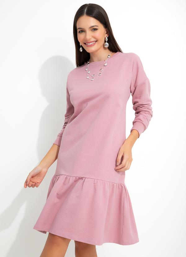 bonprix - Vestido Manga Longa Decote Redondo Rosa Claro 6