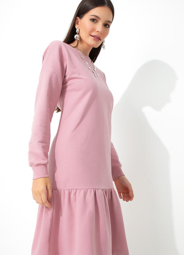 bonprix - Vestido Manga Longa Decote Redondo Rosa Claro 5