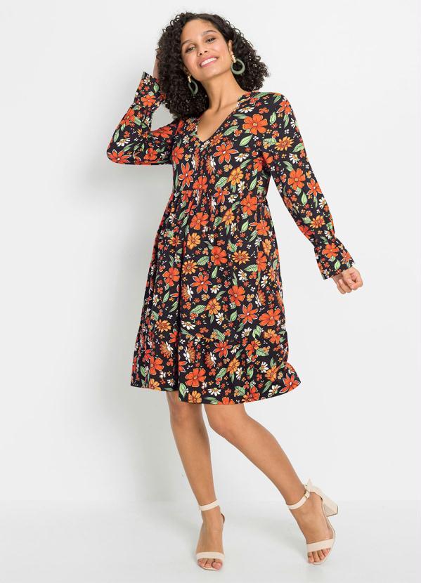 Outlet - Vestido Manga Longa Floral Dark 7