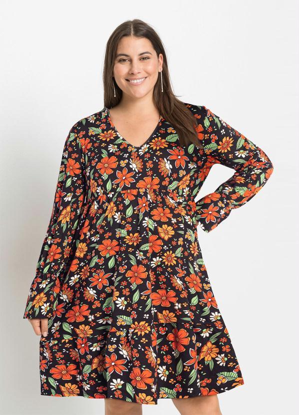 Outlet - Vestido Manga Longa Floral Dark 6