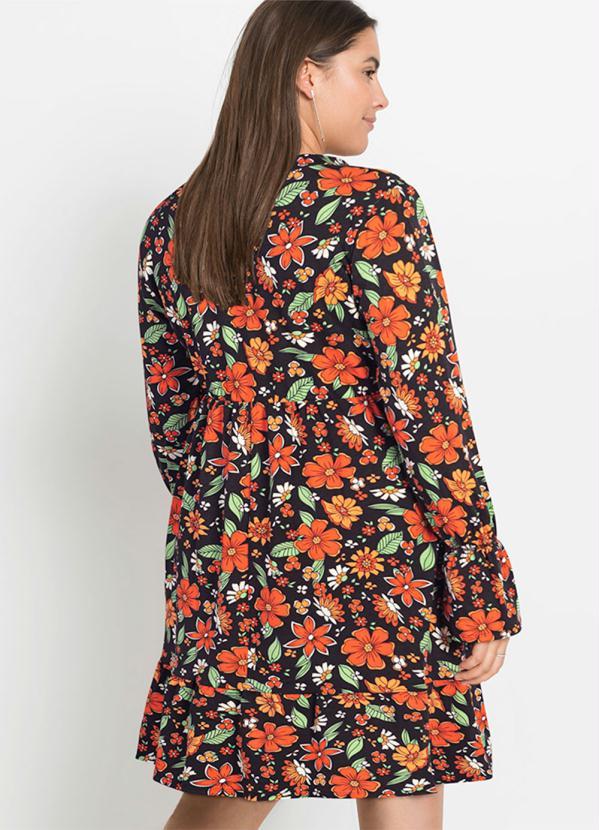 Outlet - Vestido Manga Longa Floral Dark 5