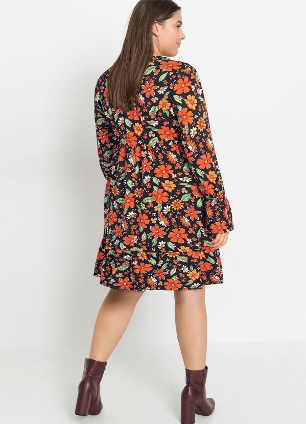 Outlet - Vestido Manga Longa Floral Dark 3