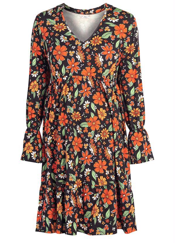 Outlet - Vestido Manga Longa Floral Dark 2