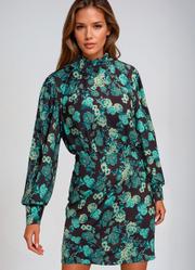 Vestido Manga Longa Floral Dark