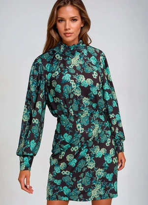 bonprix - Vestido Manga Longa Floral Dark - BONPRIX