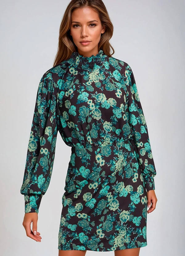 bonprix - Vestido Manga Longa Floral Dark