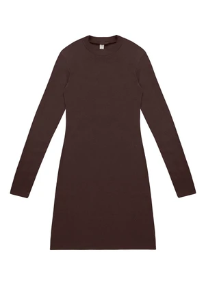 Rovitex - Vestido Manga Longa Ribana Básico Marrom - ROVITEX