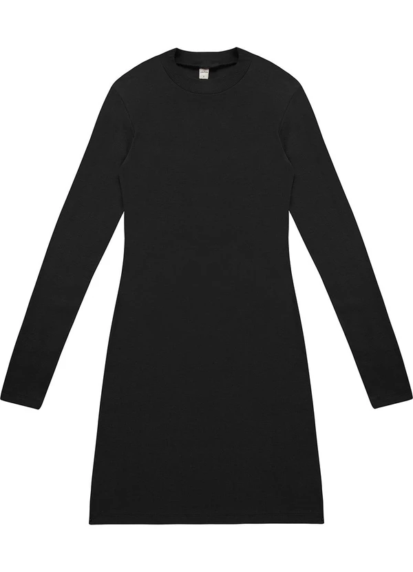 Rovitex - Vestido Manga Longa Ribana Básico Preto 5