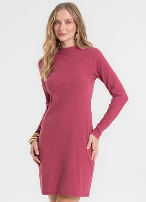 Rovitex - Vestido Manga Longa Ribana Básico Vermelho - ROVITEX