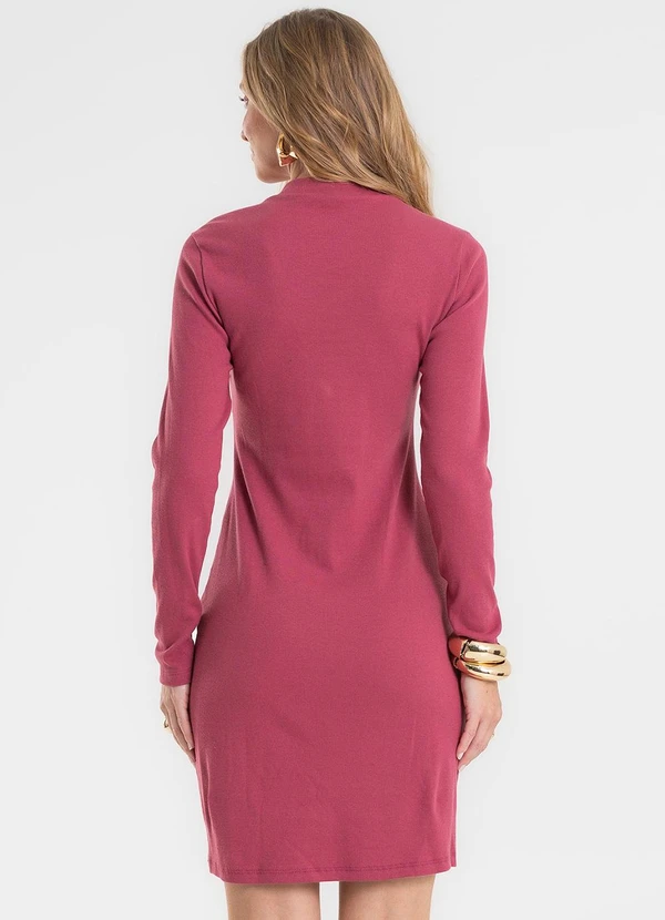 Rovitex - Vestido Manga Longa Ribana Básico Vermelho 2