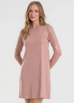 Rovitex - Vestido Manga Longa Rosa - ROVITEX