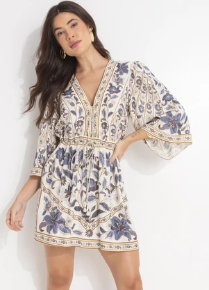 Farm - Vestido Manga Marcelle Off White - FARM