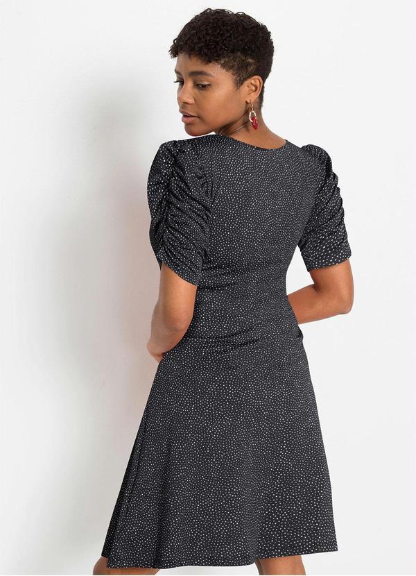 Outlet - Vestido Manga Princesa Poá Preto 5