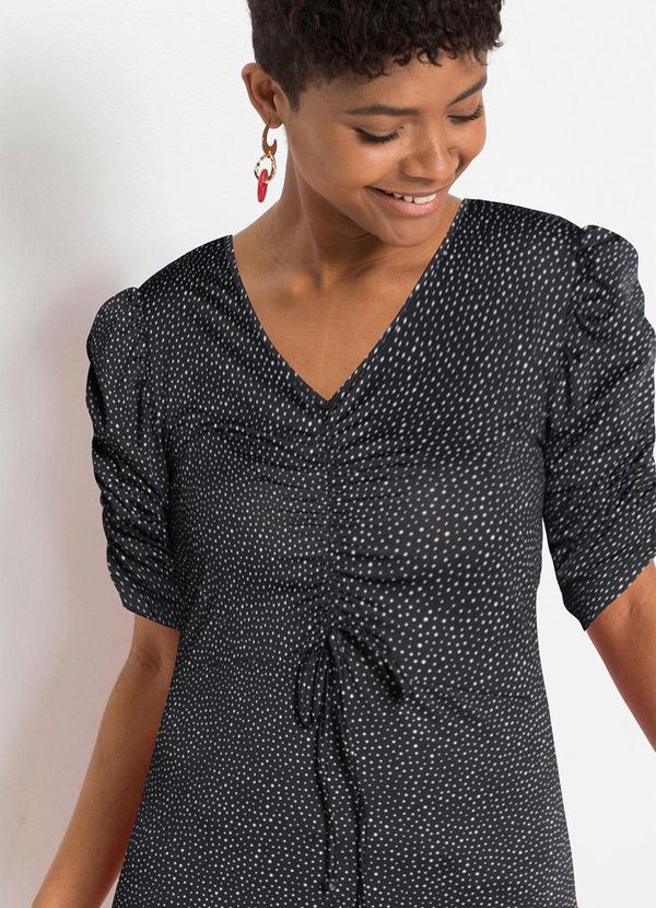 Outlet - Vestido Manga Princesa Poá Preto 4